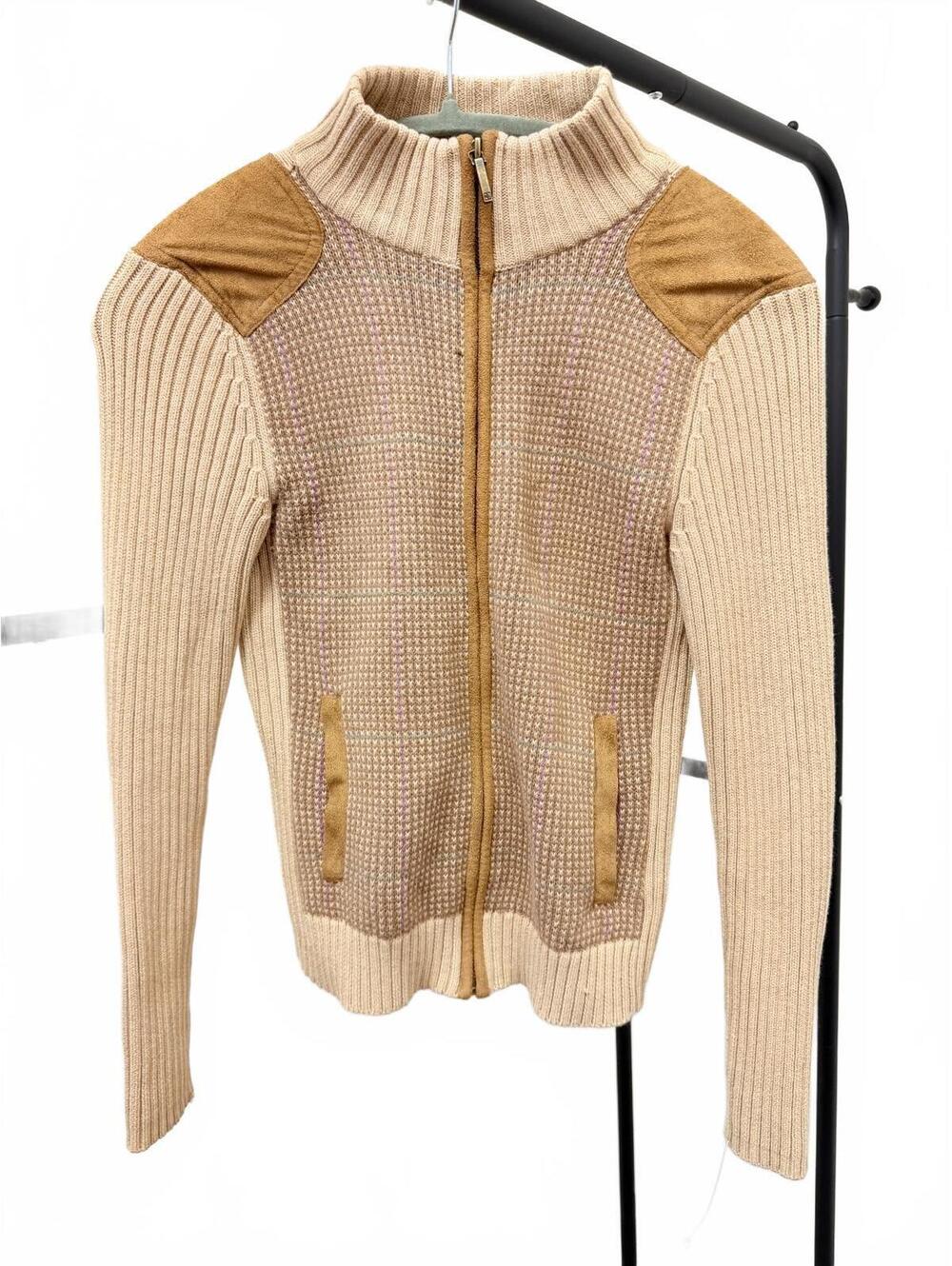 Lauren Ralph Lauren Petite Full Zip Cotton Cardigan Sweater Beige Size P/P